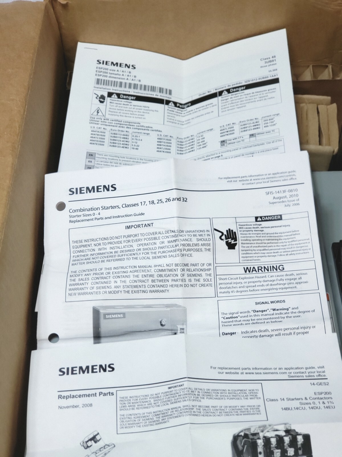 SIEMENS 17CUC92NF11, Starter,Fusible Combo FVNR SZ0,3-12Amps,N12/3R,120V, N£W