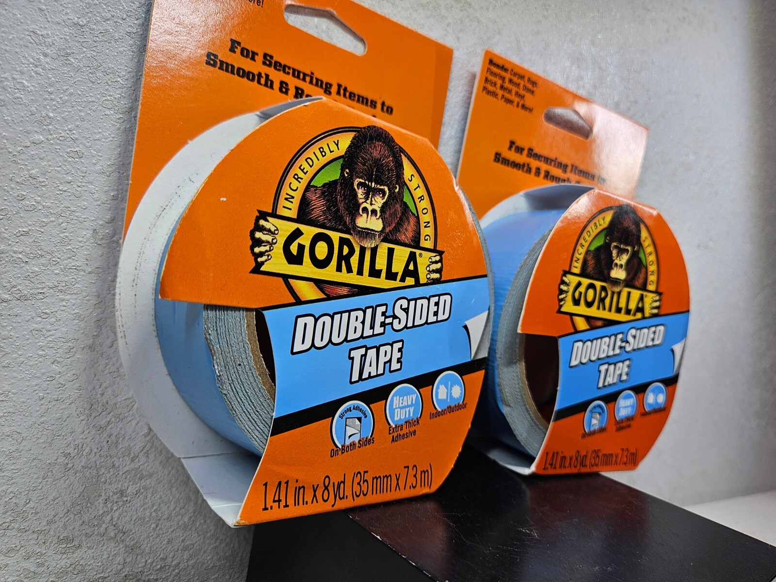 Gorilla Double-Sided Tape, 1.41″ x 8 yd, Gray | 2 PACK – NEW – FAST SHIP!💨✅