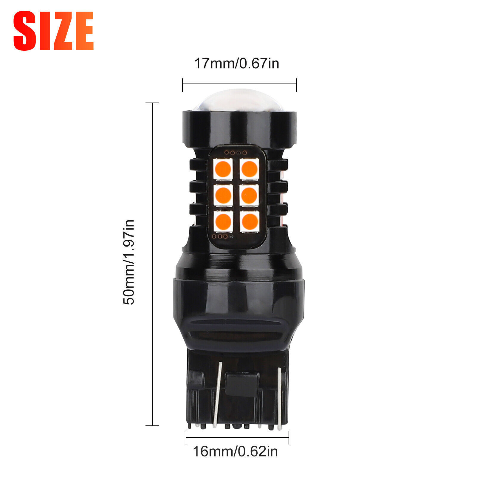 2PCS 7443 Red LED Strobe Bulbs: Blinking Brake, Stop, Tail & Parking Lights