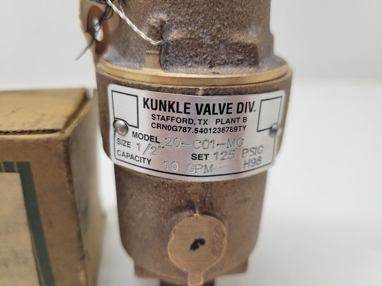NEW OLD STOCK! KUNKLE 1/2″ 125PSIG 10GPM BRONZE VALVE 20-C01-MG