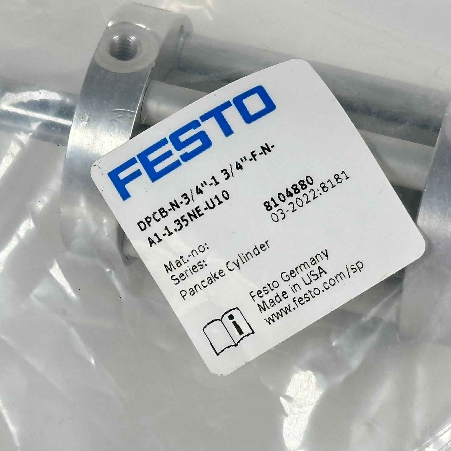 (NEW) Festo 8104880 DPCB-N-3/4”-1 3/4”-F-N-A1-1.35NE-U10 Compact Cylinder