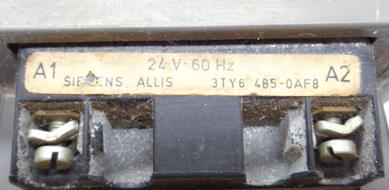 SIEMENS 3TB4817-OA SIZE 3 STARTER 90AMP 600VAC W/ 3TY6 485-0AF8 24V 60HZ COIL