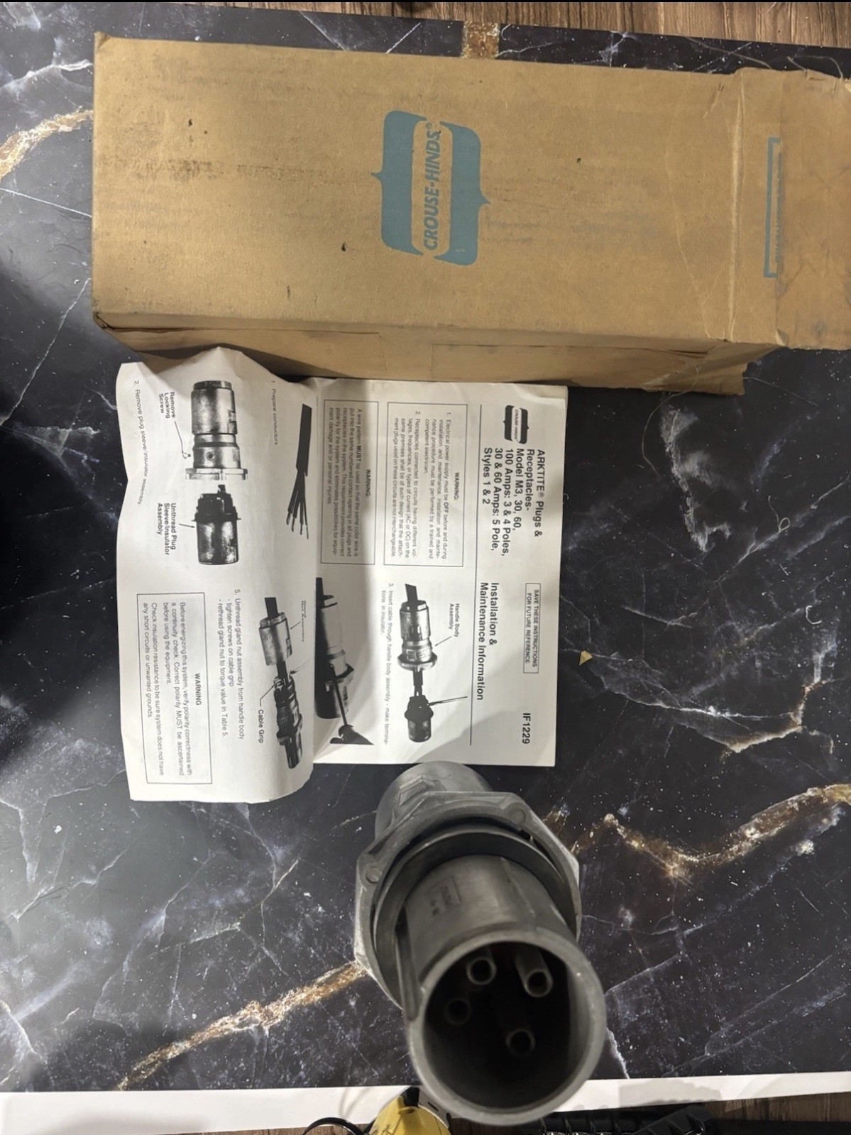 ARKTITE Plugs & Receptacles-Model M3, 30, 60 100 Amps IF1229 : Crouse Hinds