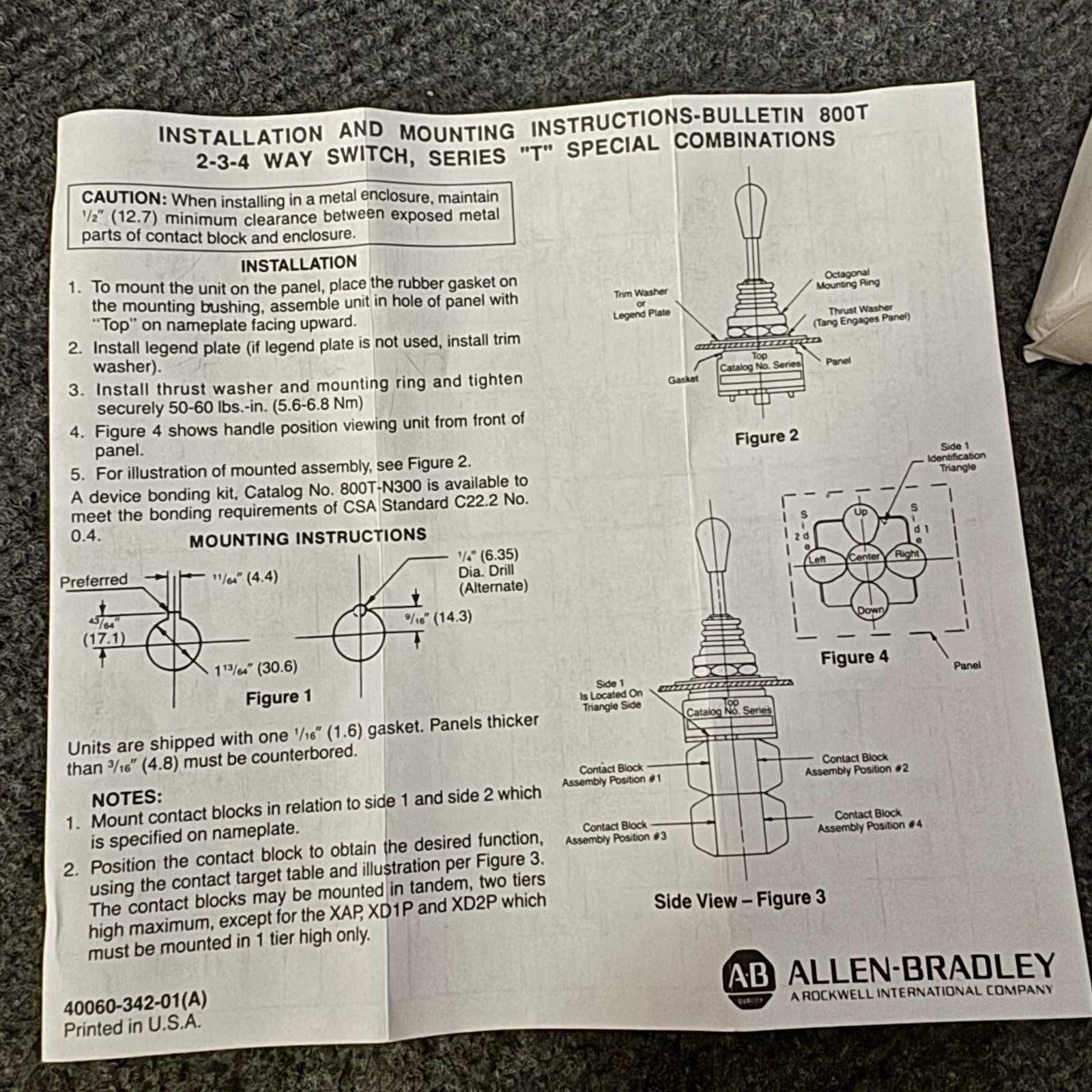 Bulletin 800T T2J2XAXA Toggle Switch 2 Way Type 4 13 Series T BRAND NEW IN BOX