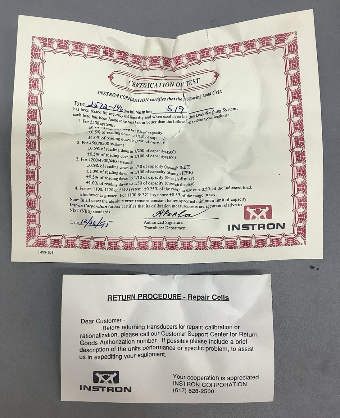 Instron 2512-303 A532-3 Reversible Load Cell 10,000LB (R93)