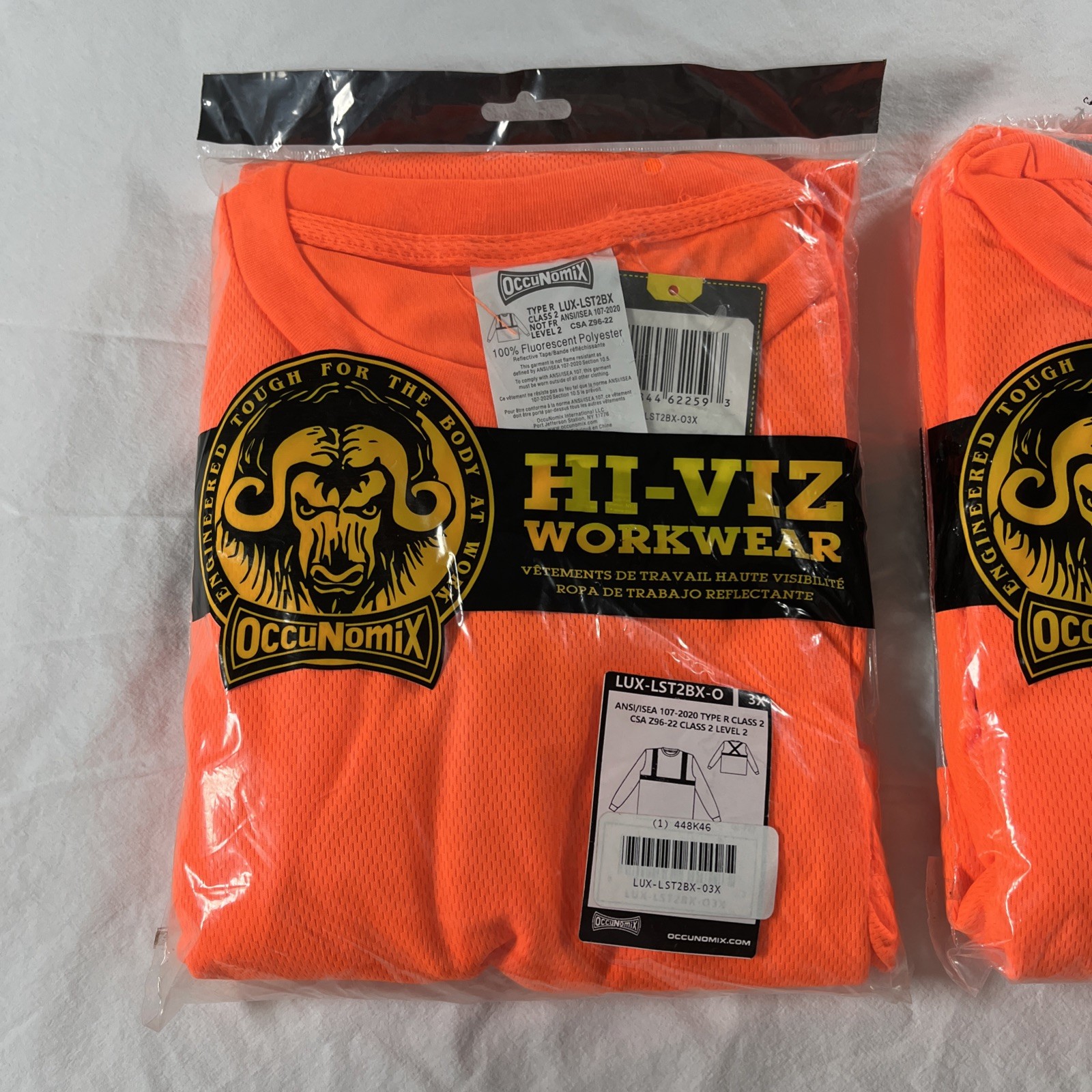 Occunomix Lux-Lst2bx-O3x Long Sleeve T-Shirt, 2, R, Polyester, Orange, 3X Newx2