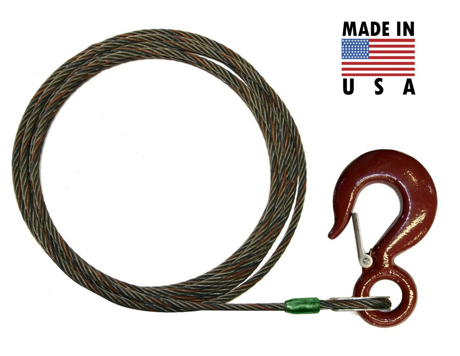 1/2″ x 150′ Fiber Core Winch Line Wrecker Truck Cable Hoist Hook Latch USA Made