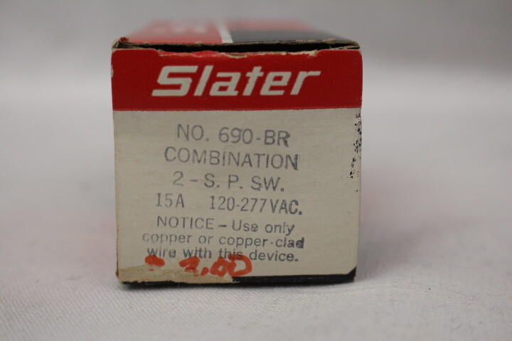 New Old Stock in Box Lot of 3 Slater Combo Switch 2-circuit-15A; Model 690-BR