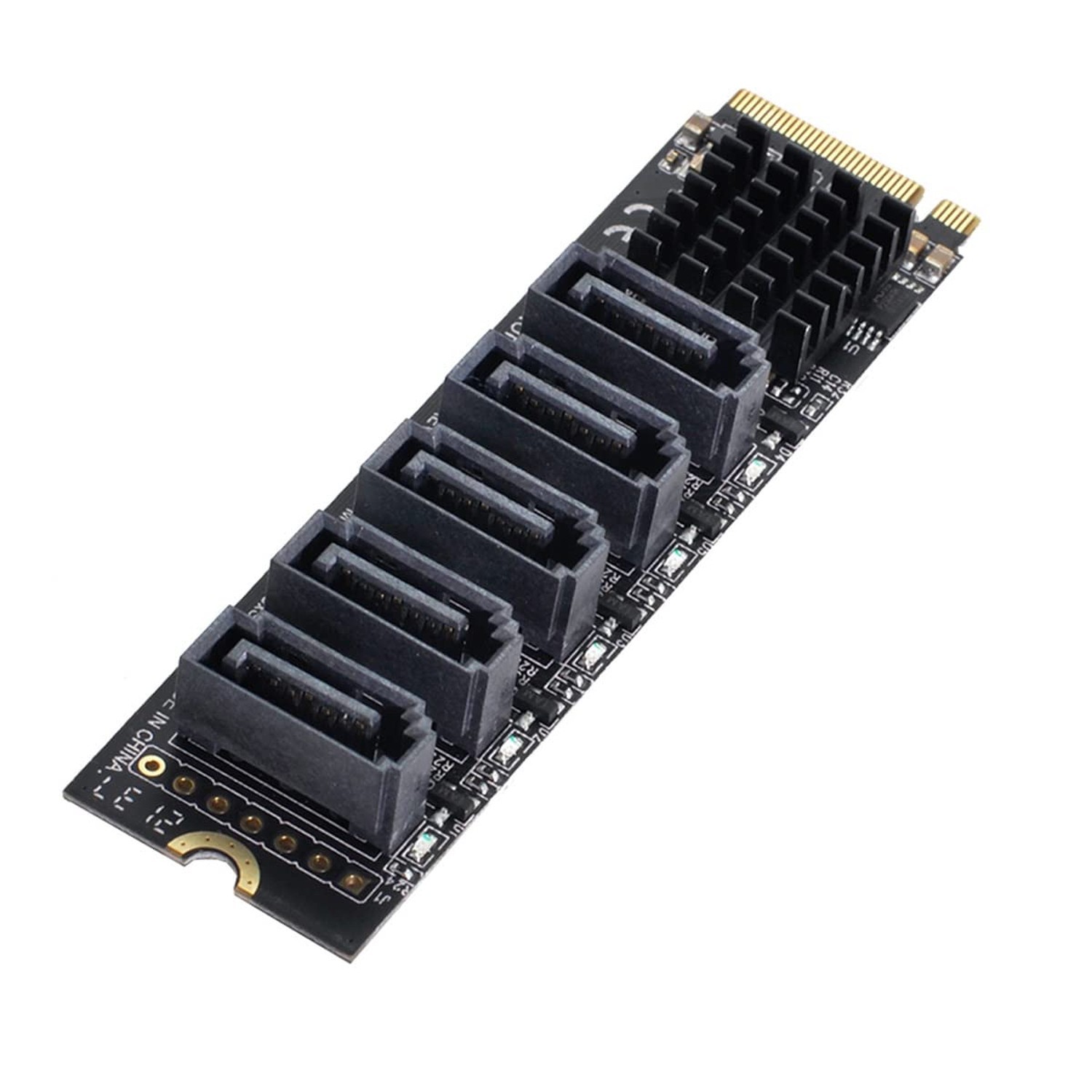 NGFF NVME M-Key PCI Express to SATA 3.0 6Gbps 5 Ports Adapter Converter Hard …