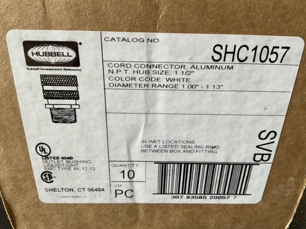 Hubbell SHC1057 Liquid Tight Connector 1-1/2 In Cord Grip Cable Gland 1.5 NPT