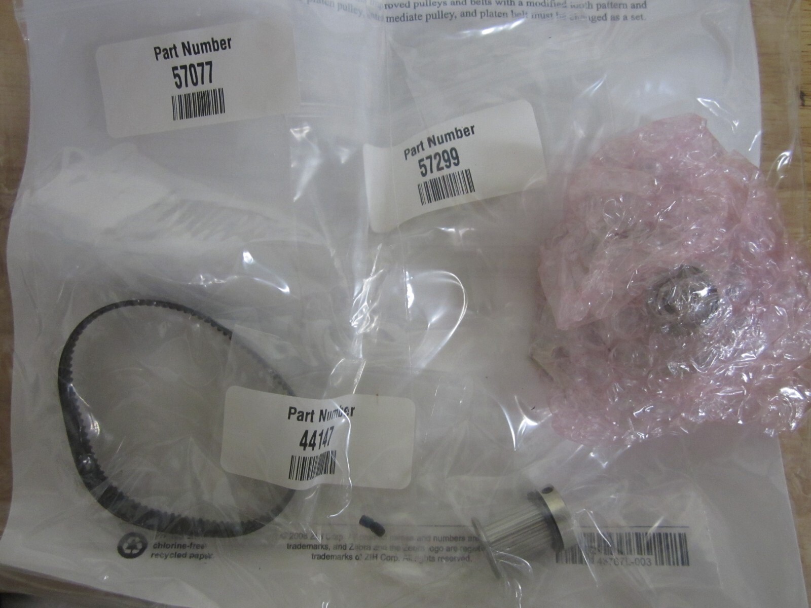 NEW Zebra Maintenance Kit 43767M Intermediate Pulley w/ Belt RH PAX 170