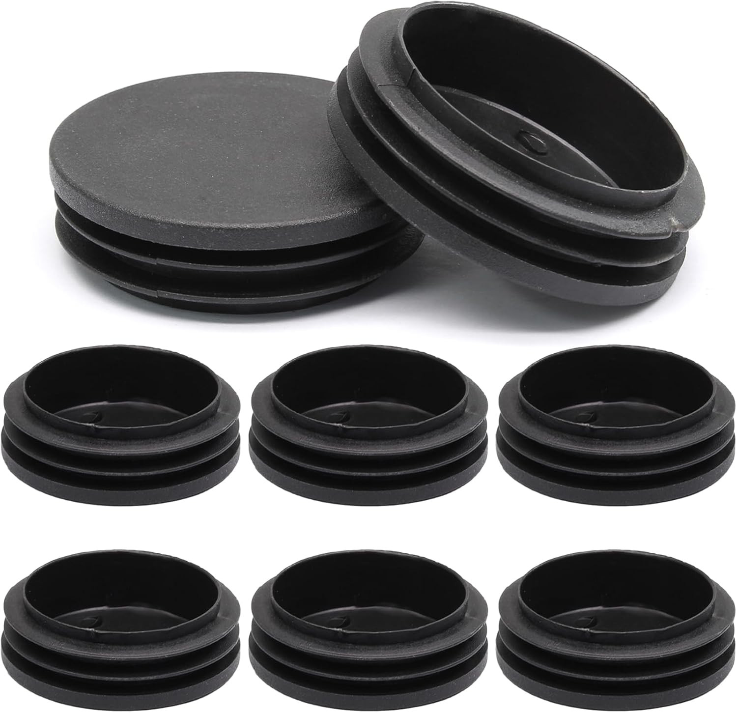 8 Pcs 2 1/2″ round Plastic Plugs, Tubing End Cap Black Insert End Caps Floor Pro