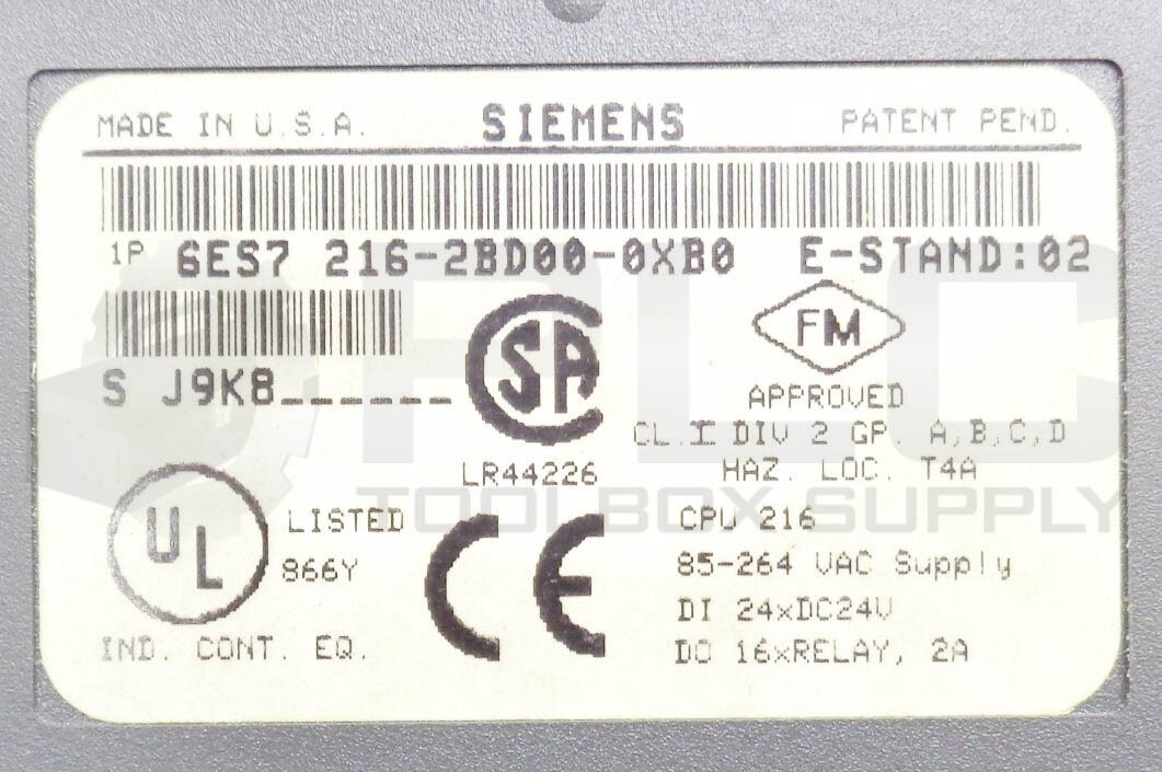 SIEMENS 6ES7 216-2BD00-0XB0 SIMATIC S7-200 CPU 216-2 E-STAND *READ*