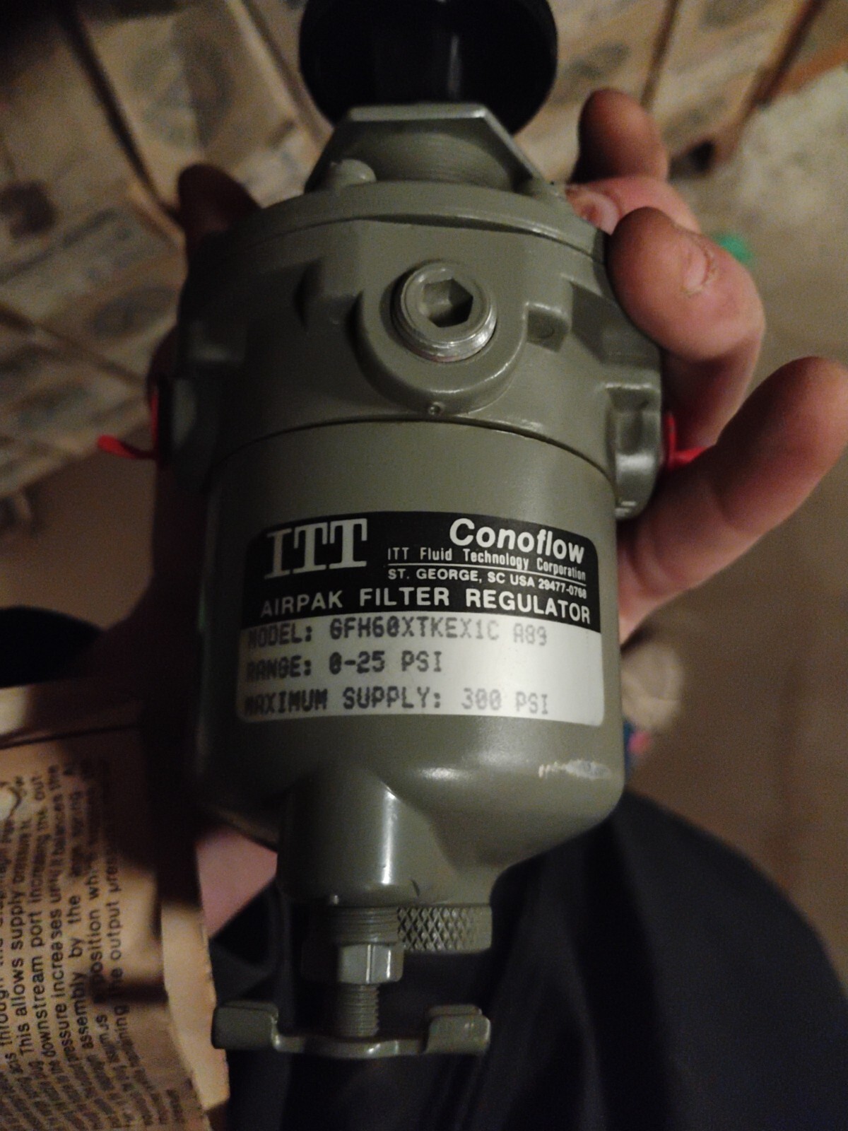 NEW ITT CONOFLOW GFH60XTKEX1C FILTER REGULATOR Range 0-25 PSI Max Supply 300psi