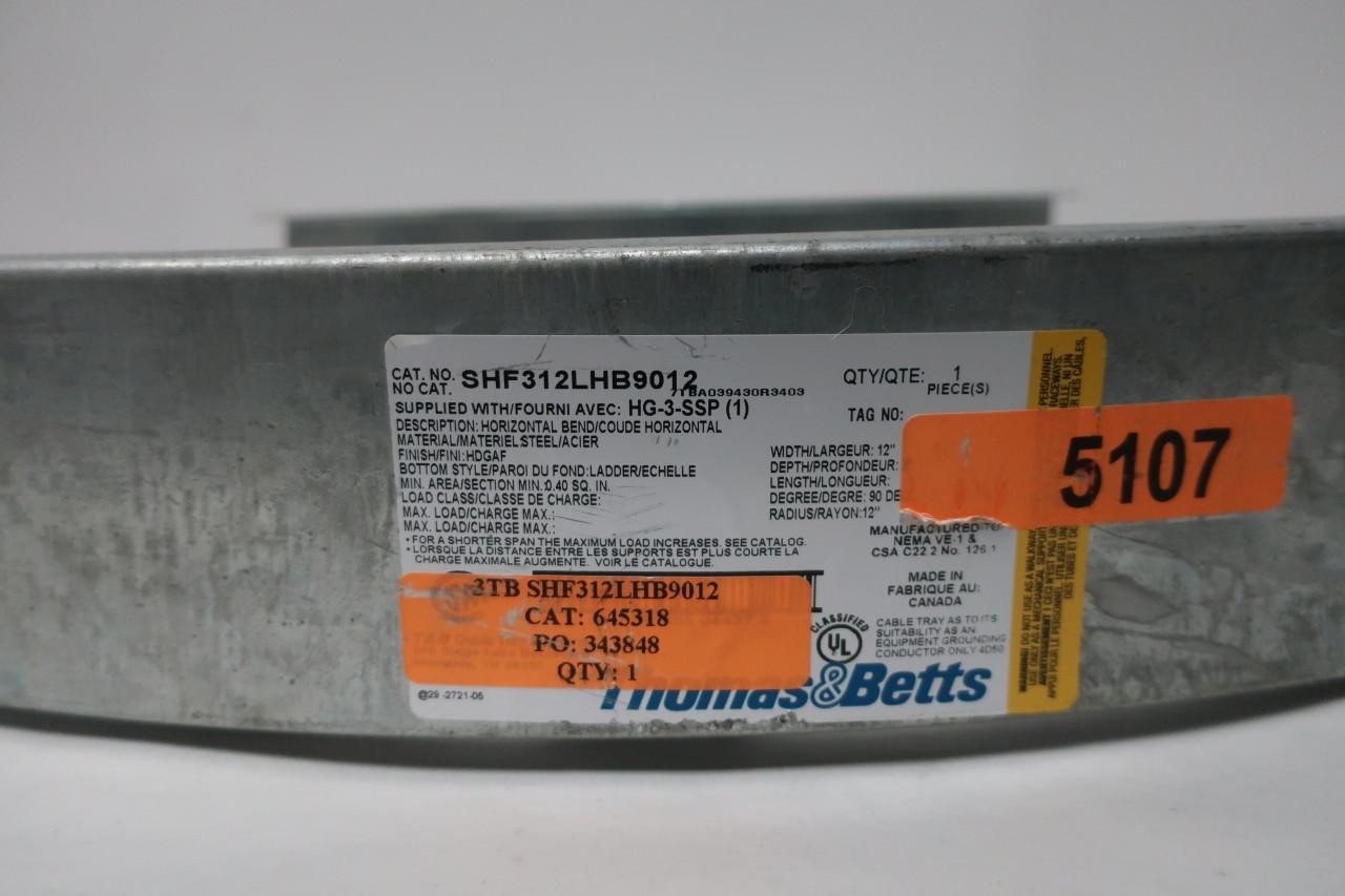 Thomas&betts SHF312LHB9012 90° Bend Cable Tray 12in 3in