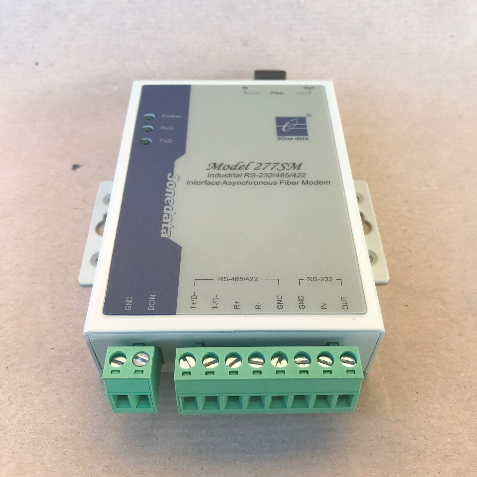 3ONEDATA 277SM INTERFACE ASYNCHRONOUS FIBER MODEM RS232/485/422 MODEL277SSC20KM