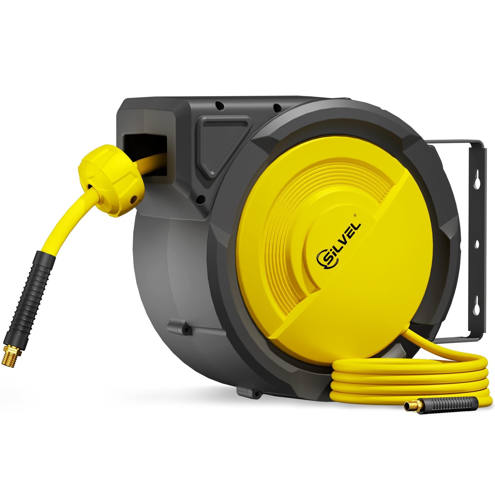SILVEL Retractable Air Hose Reel, 3/8 in x 80FT Hybrid Hose Max 300PSI, Air C…