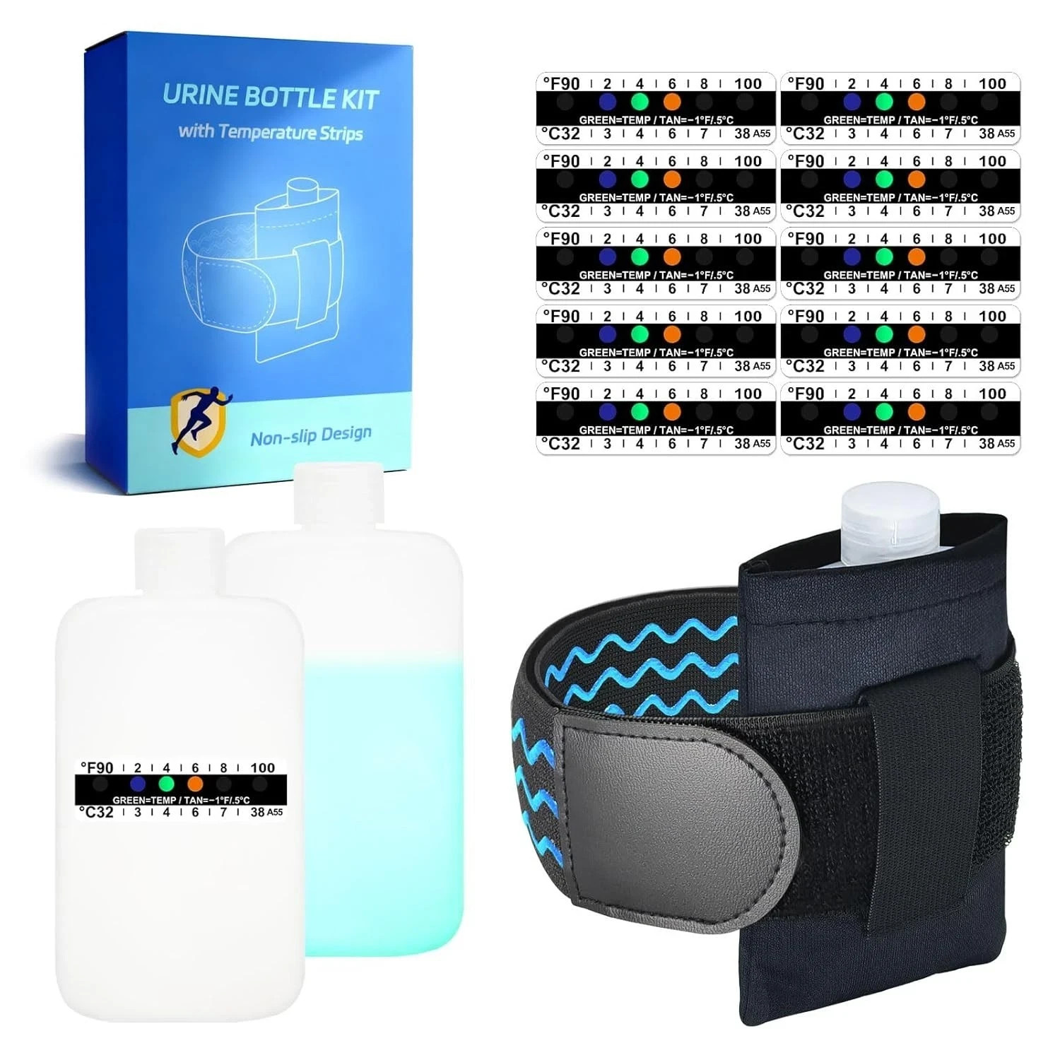 Urine Belt Refill Kit with Funnel, Heat Pad, Temperature Strip