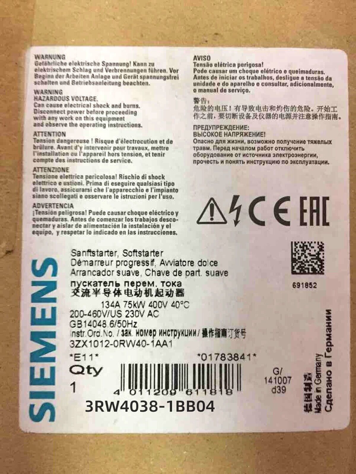high quality Siemens 3RW4038-1BB04 Brand New Free Ship 3RW4 038-1BB04