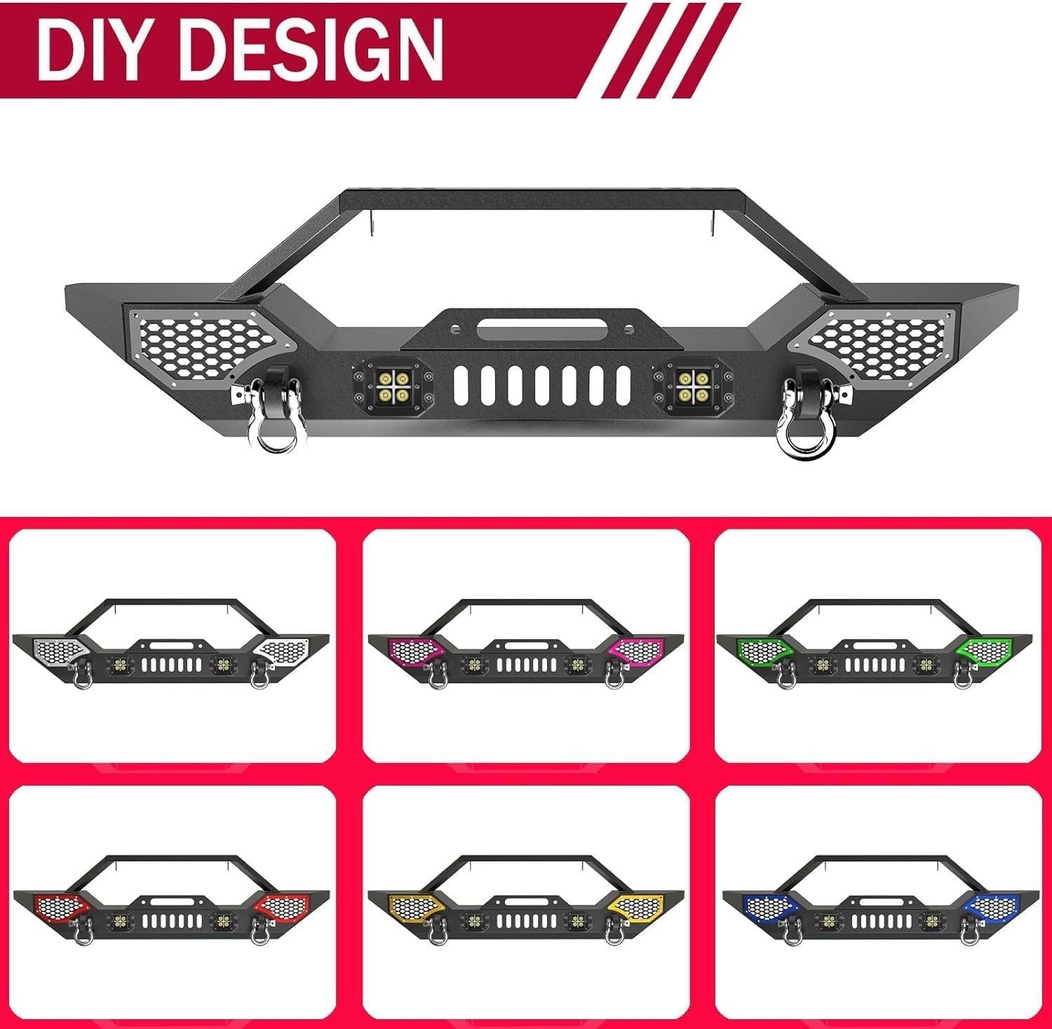 Garvee Front Bumper Compatible with Wrangler TJ 1997-2006 (2/4 Doors), Full W…