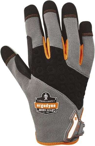 Ergodyne 17045 Work Gloves: X-Large, Polyester Blend, Gray, Padded Palm Grip