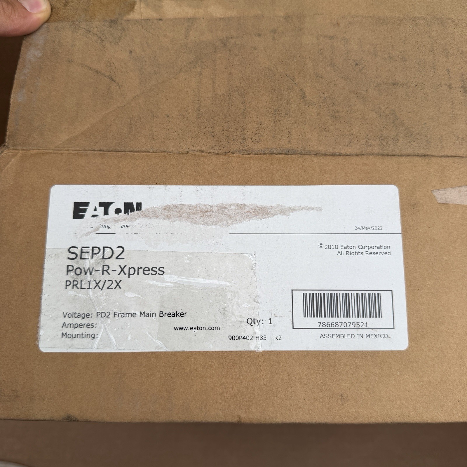 Eaton SEPD2 Pow-R-Xpress End Closure Kit for PRL1X/PRL2X PD2 Frame Breaker