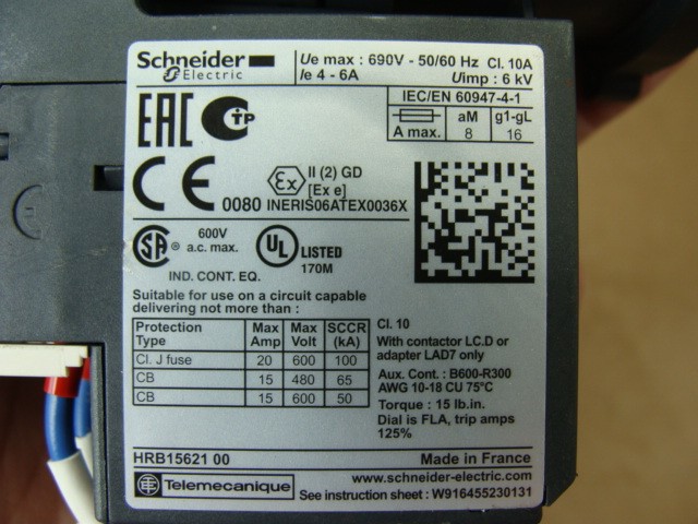 SCHNEIDER LC1D09/LAD4TBDL CONTACTOR 24VDC W/OVERLOAD RELAY LR3D10