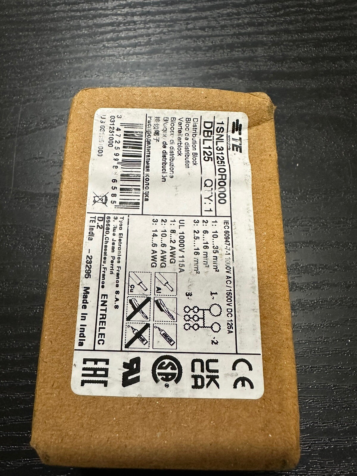 TE Connectivity – ABB Entrelec 1SNL312510R0000 DBL125