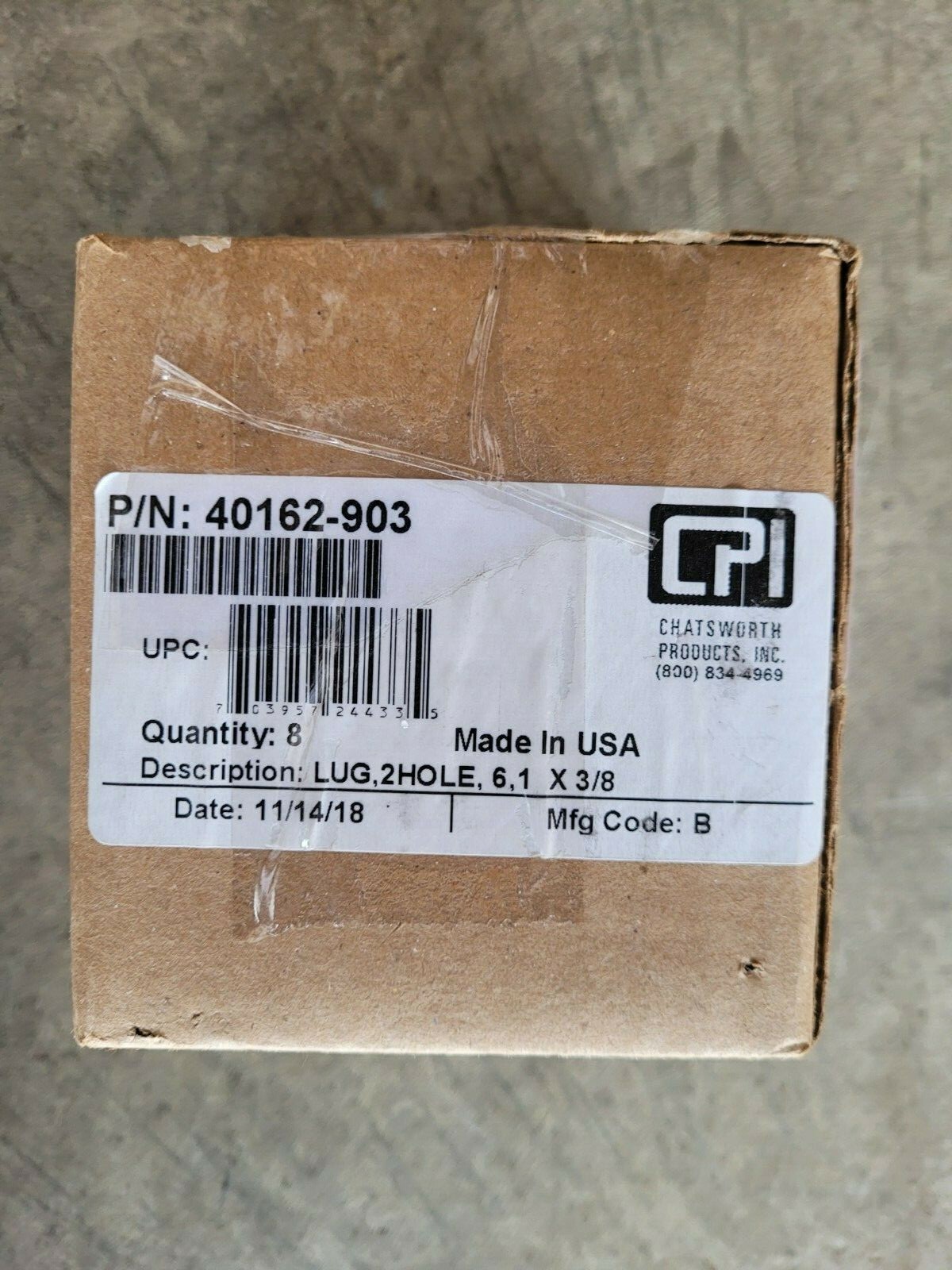 Brand New Pack of 13 Chatsworth 40162-903 2-Hole Ground Lug 6,1, X 3/8”