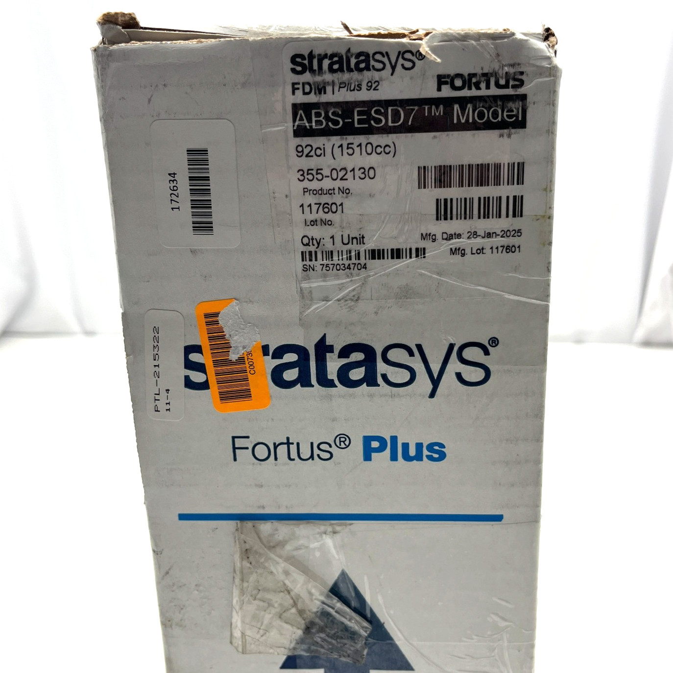 Stratasys 355-02130 ABS-ESD7 Filament Plus Canister, Black For Fortus 360mc Plus
