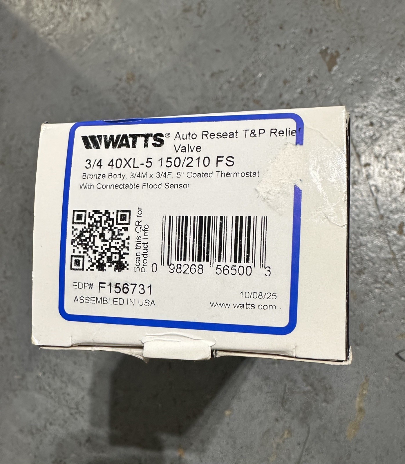Watts 3/4 Lf40xl-5 150/210Fs Temperature And Pressure Relief Valve water heater