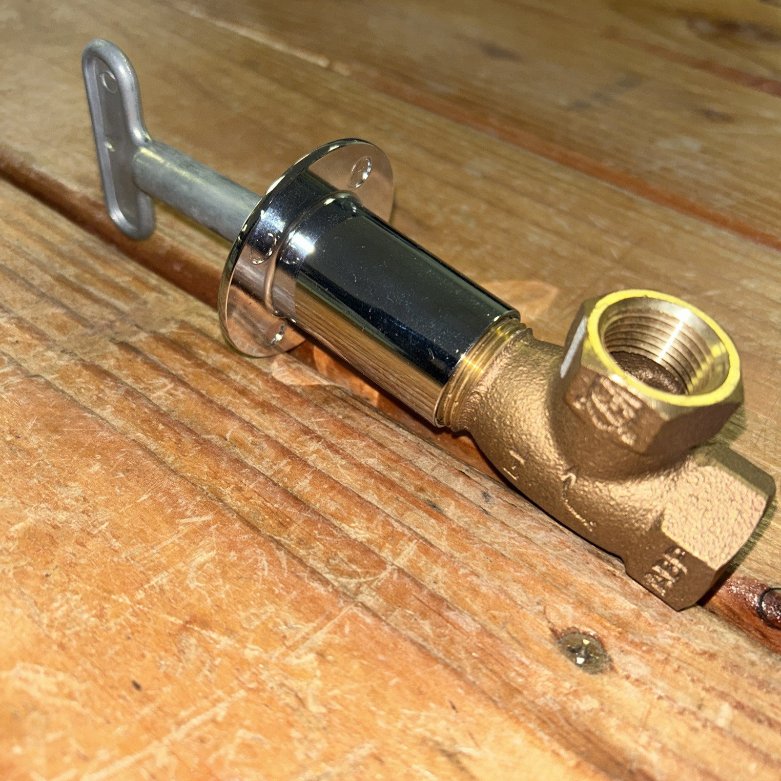 Arrowhead Brass 258 Straight Gas Log Lighter Valve with Chrome Flange and Key