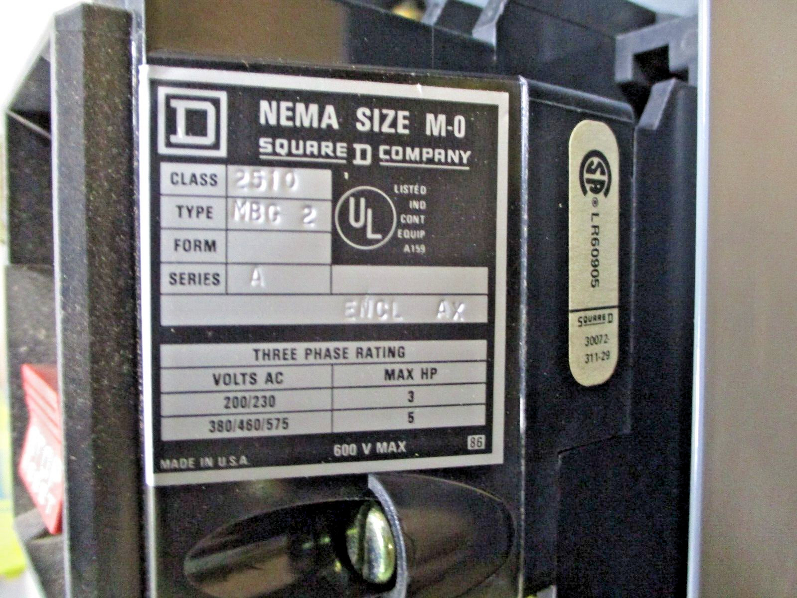 New Open Box Square D Gx AC Manual Starter 3PH 3 Pole 200-230V A7920WVS