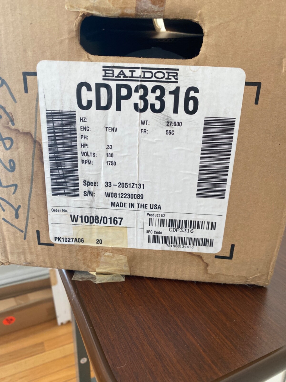 NEW BALDOR RELIANCE ELECTRIC CDP3316 PERMANENT MAGNET MOTOR .33HP 1750RPM