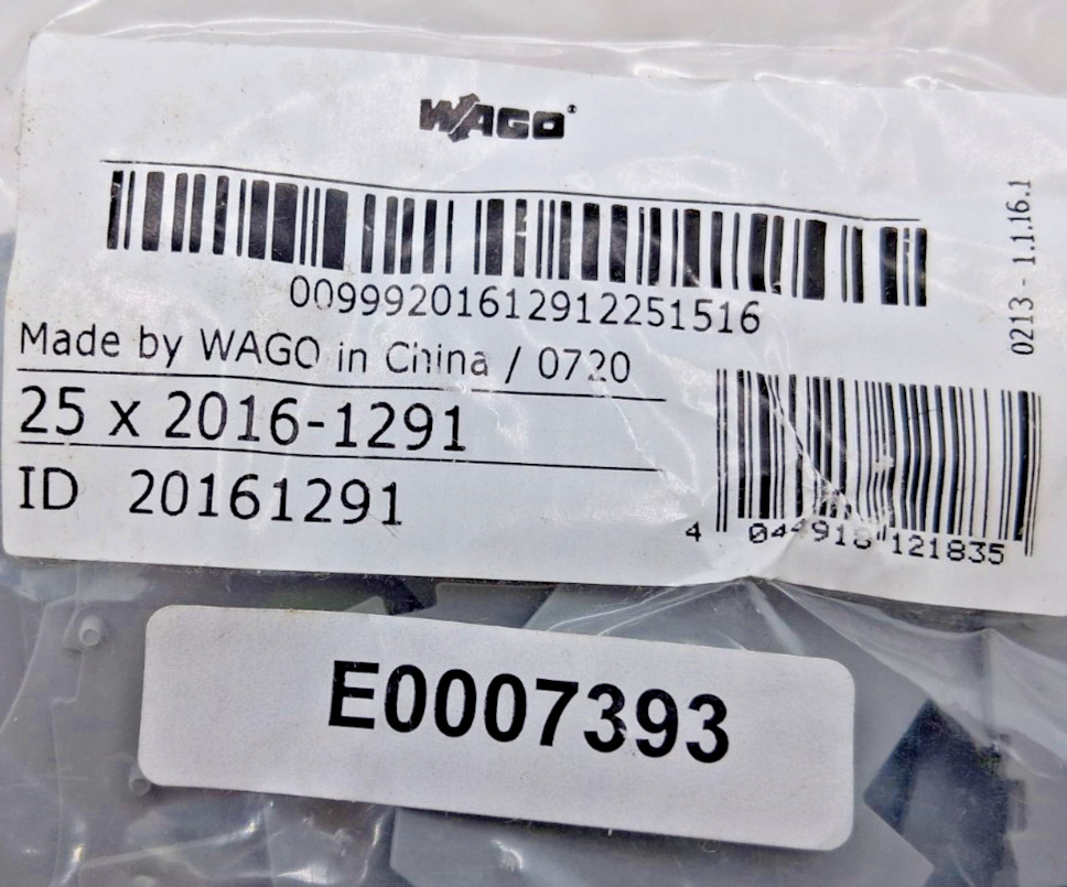 Wago 2016-1291 End Plate – Lot of 25