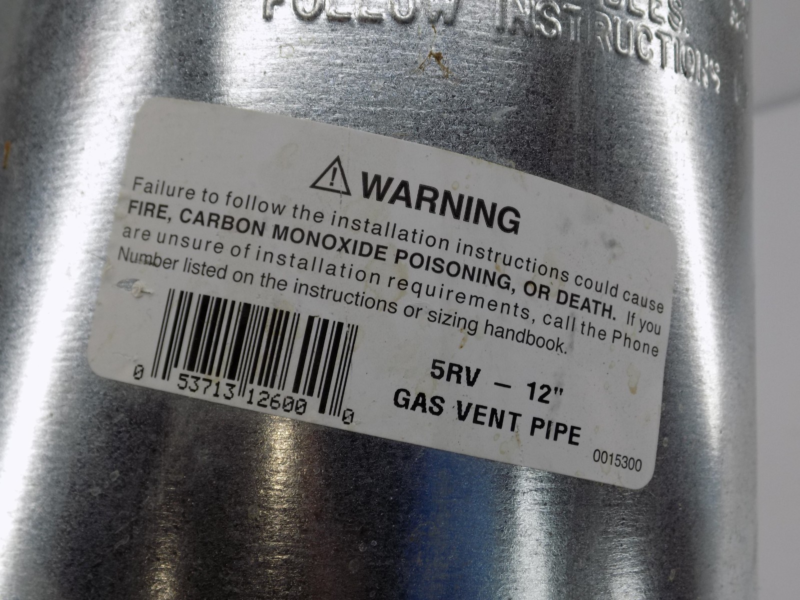 NEW Selkirk 105012 5″ OD B-Vent Pipe 5RV-12