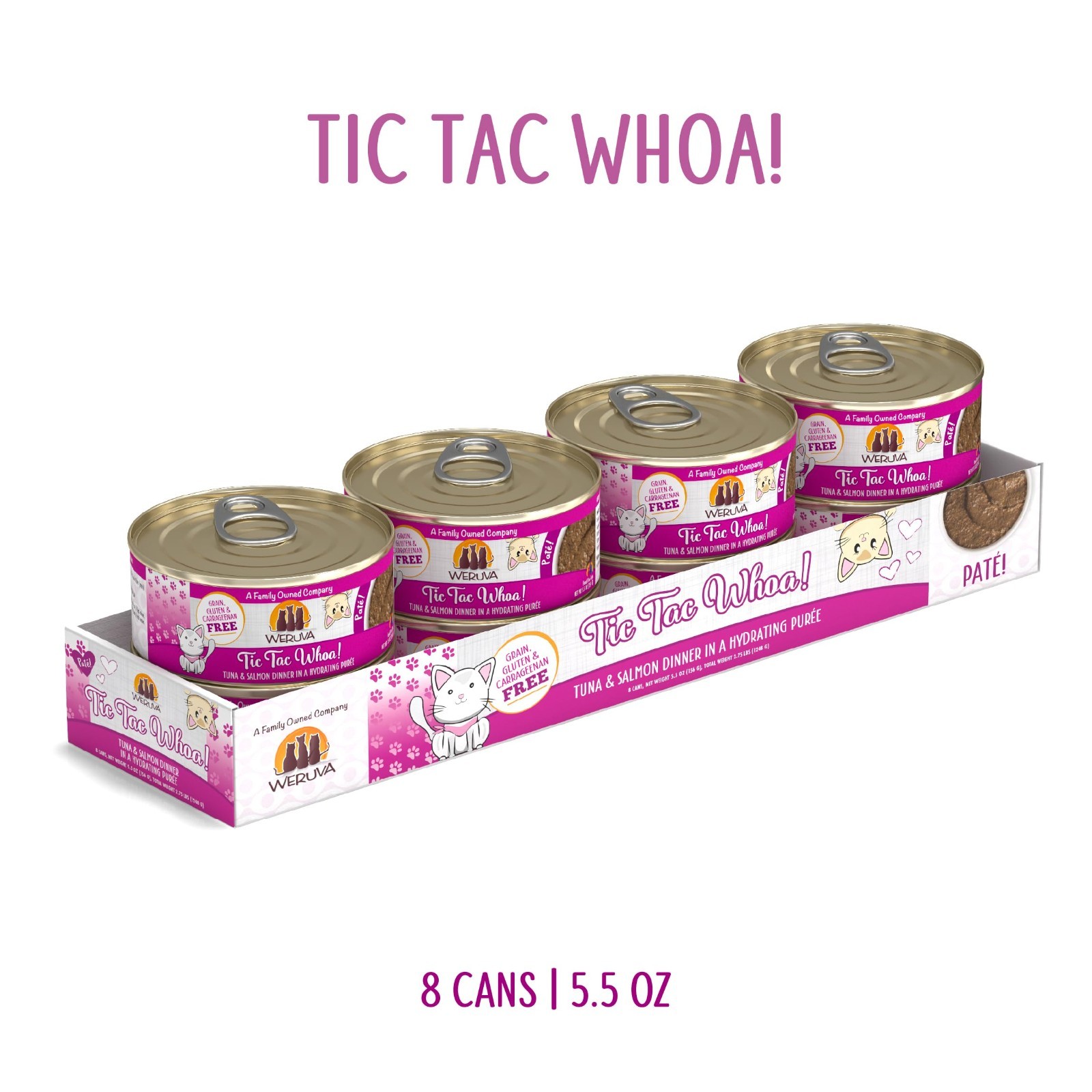 Weruva Wet Cat Food, Tic Tac Whoa with Tuna and Salmon Pate, 5.5oz Can, 24ct