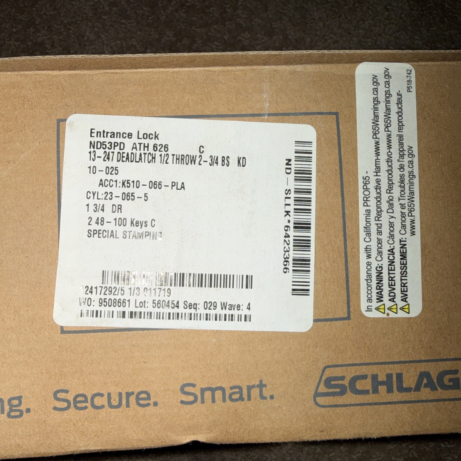 Schlage ND53-PD-ATH-626 C Cylindrical Lock 2-3/4″ Backset Grade 1 SS Deadlatch