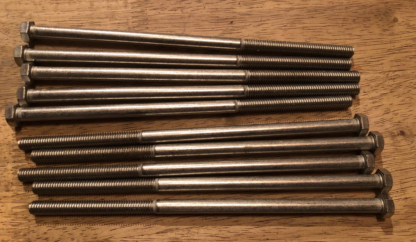 Lot 10 3/8-16 X 9” Length Stainless Steel Hex Head Bolts F593C