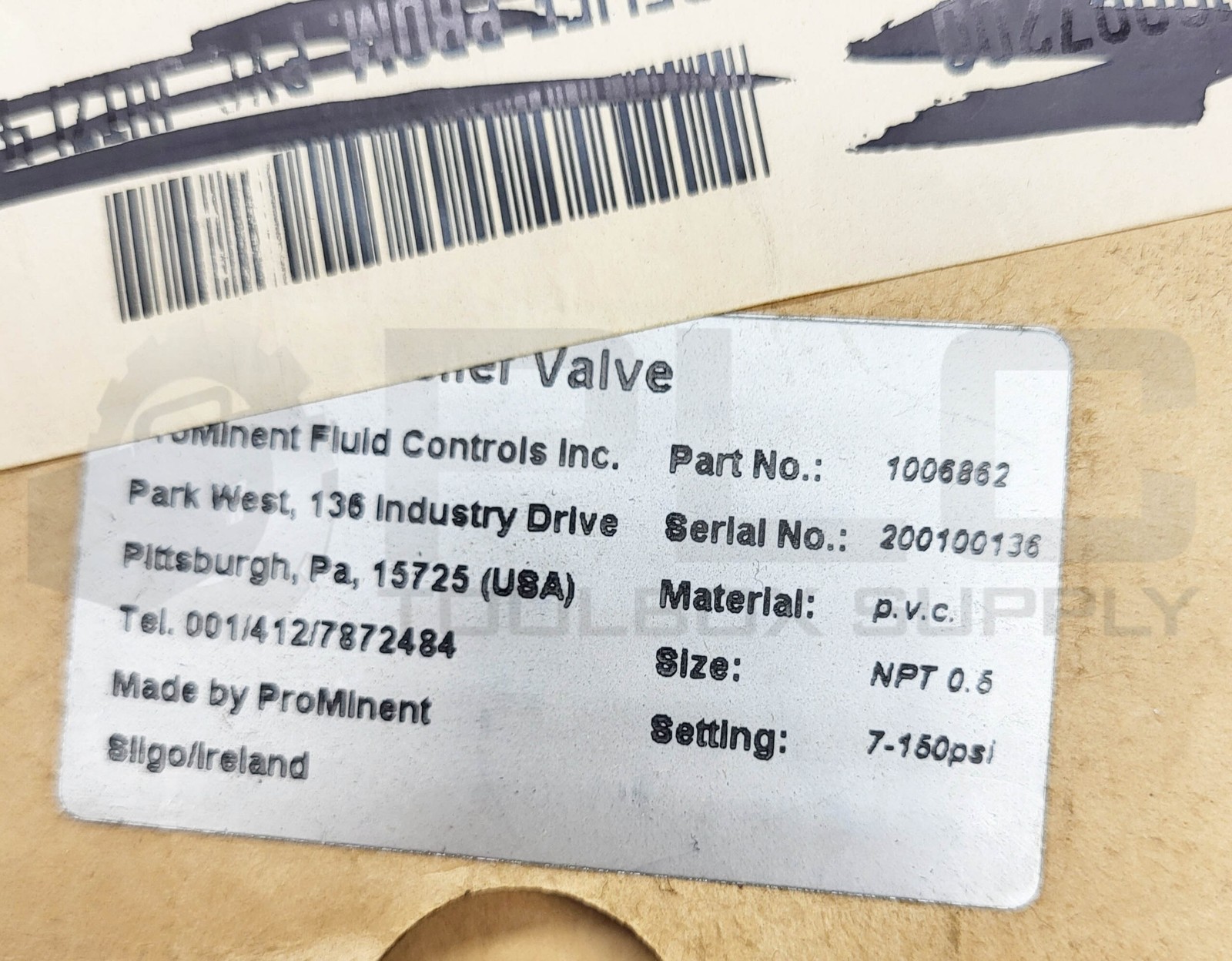 NEW PROMINENT 1006862 PVC PRESSURE RELIEF VALVE 7-150PSI