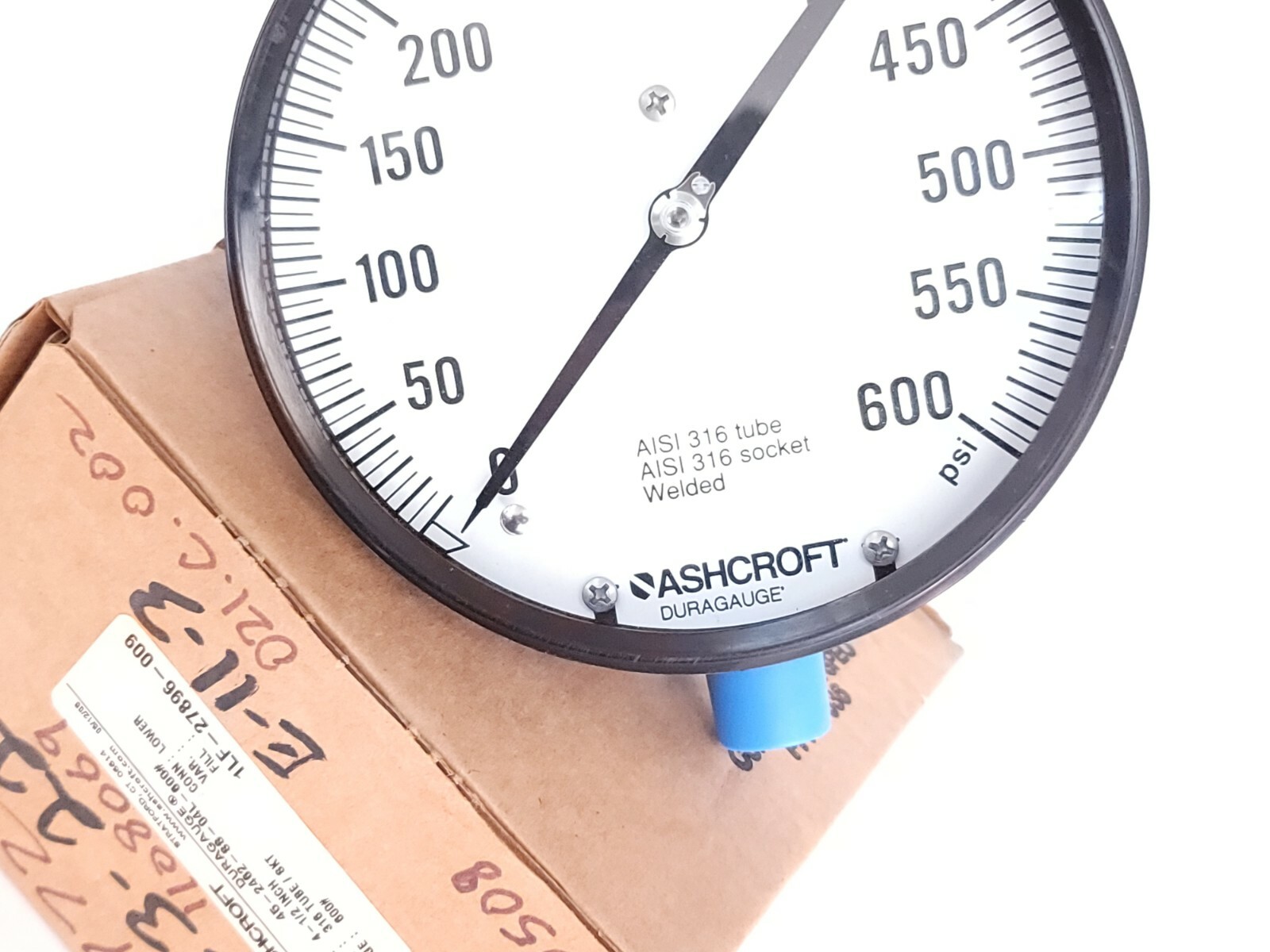 NIB ASHCROFT 45-2462-SS-04L-600# DURAGAUGE SIZE: 4-1/2” 452462SS04L RANGE: 600#