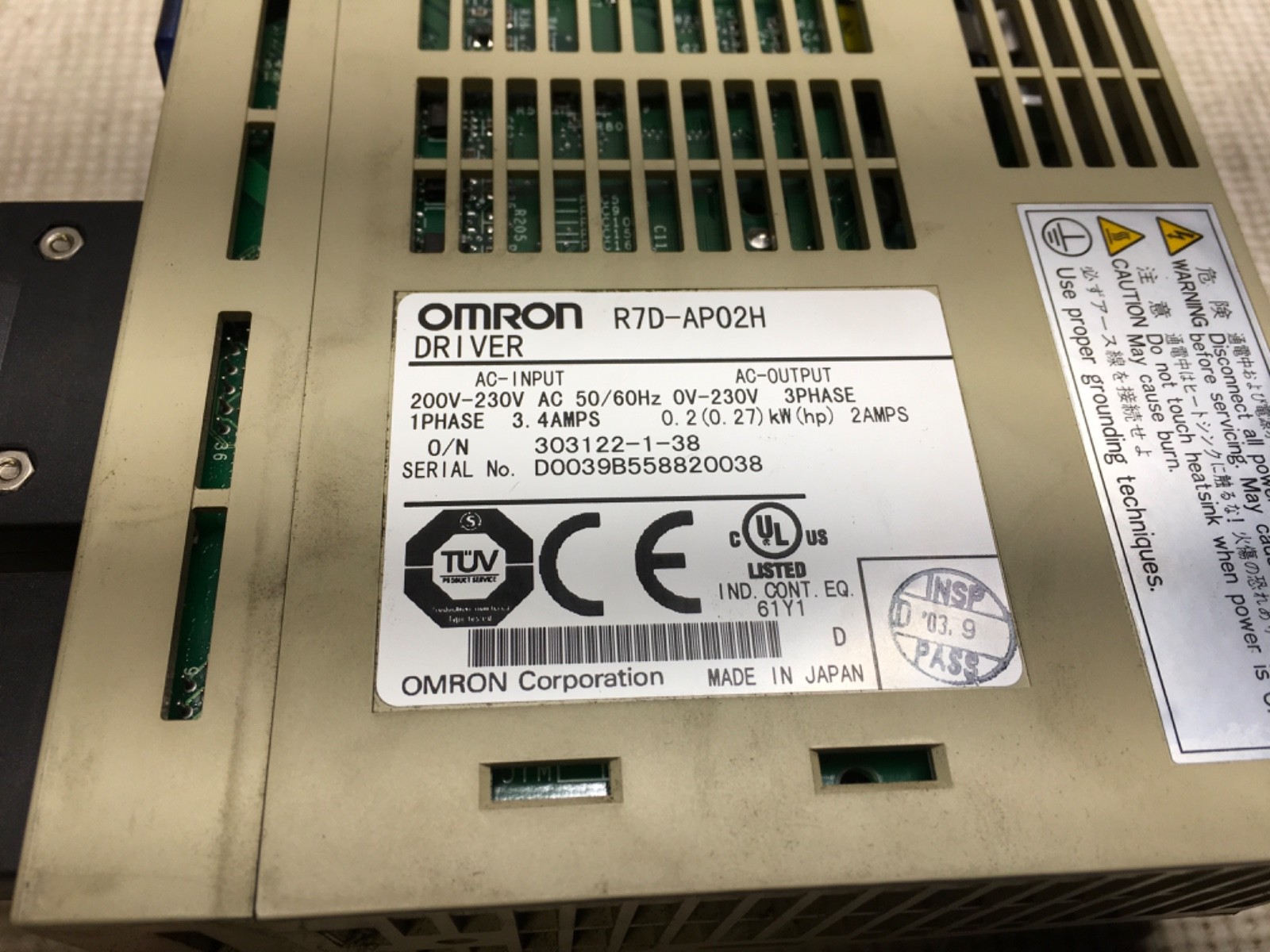 Omron smart step driver, R7D-AP02H, 200V 200W, pre-owned, (ADI-1480)