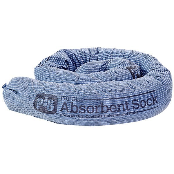 New PIG 4048, 48″ x 3″ Blue Absorbent Sock, Universal Use Oils, Water, Coolants