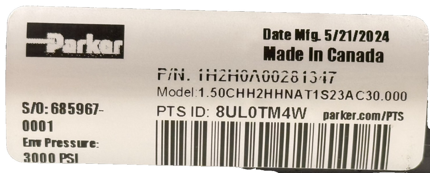NEW PARKER 1.50CHH2HHNAT1S23AC30.000 HYDRAULIC CYLINDER 1H2H0A00281347 3000PSI