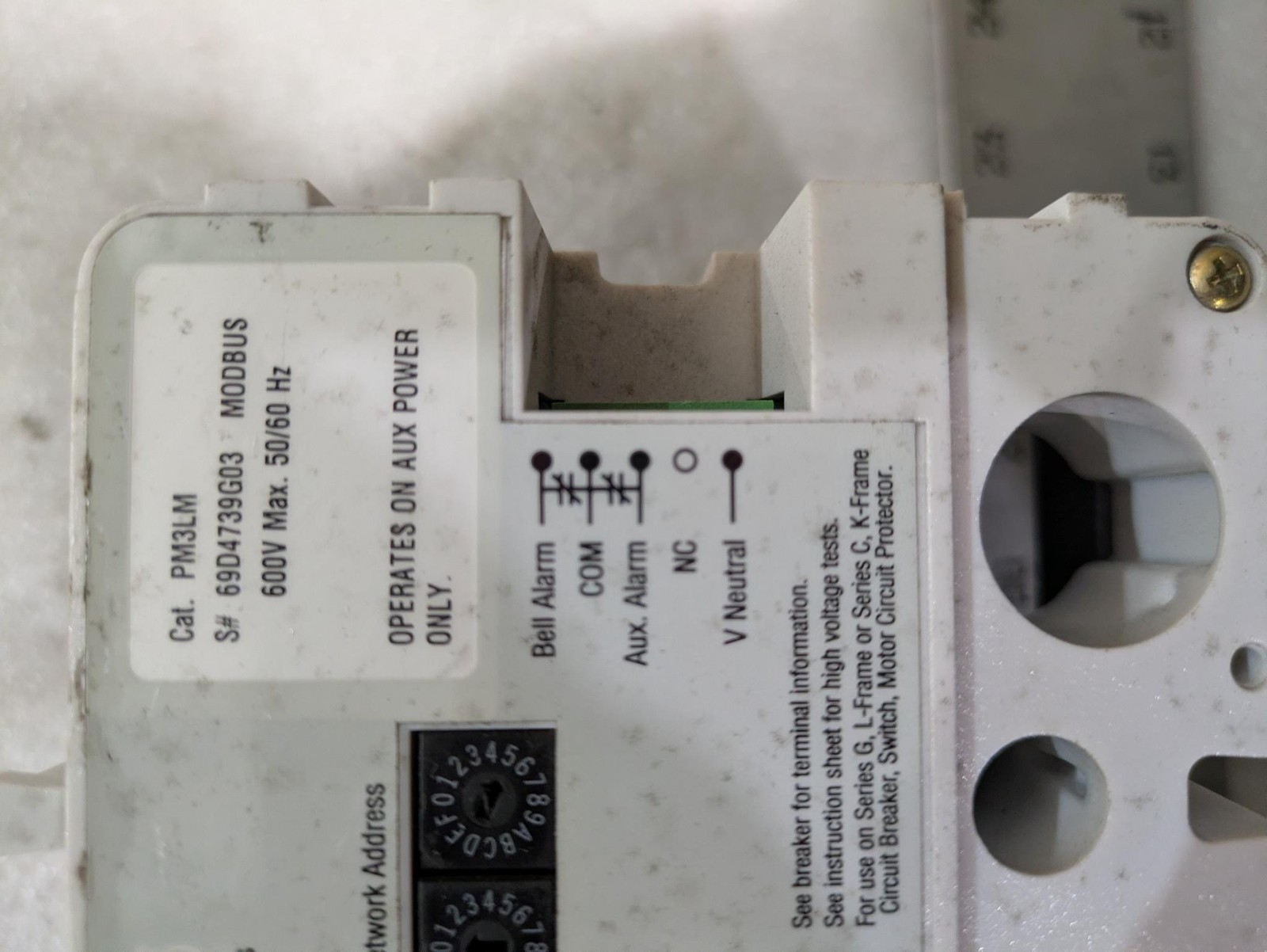 Eaton PM3LM 69D4739G03 Power Monitoring Metering Module 600V 50/60Hz Modbus CB