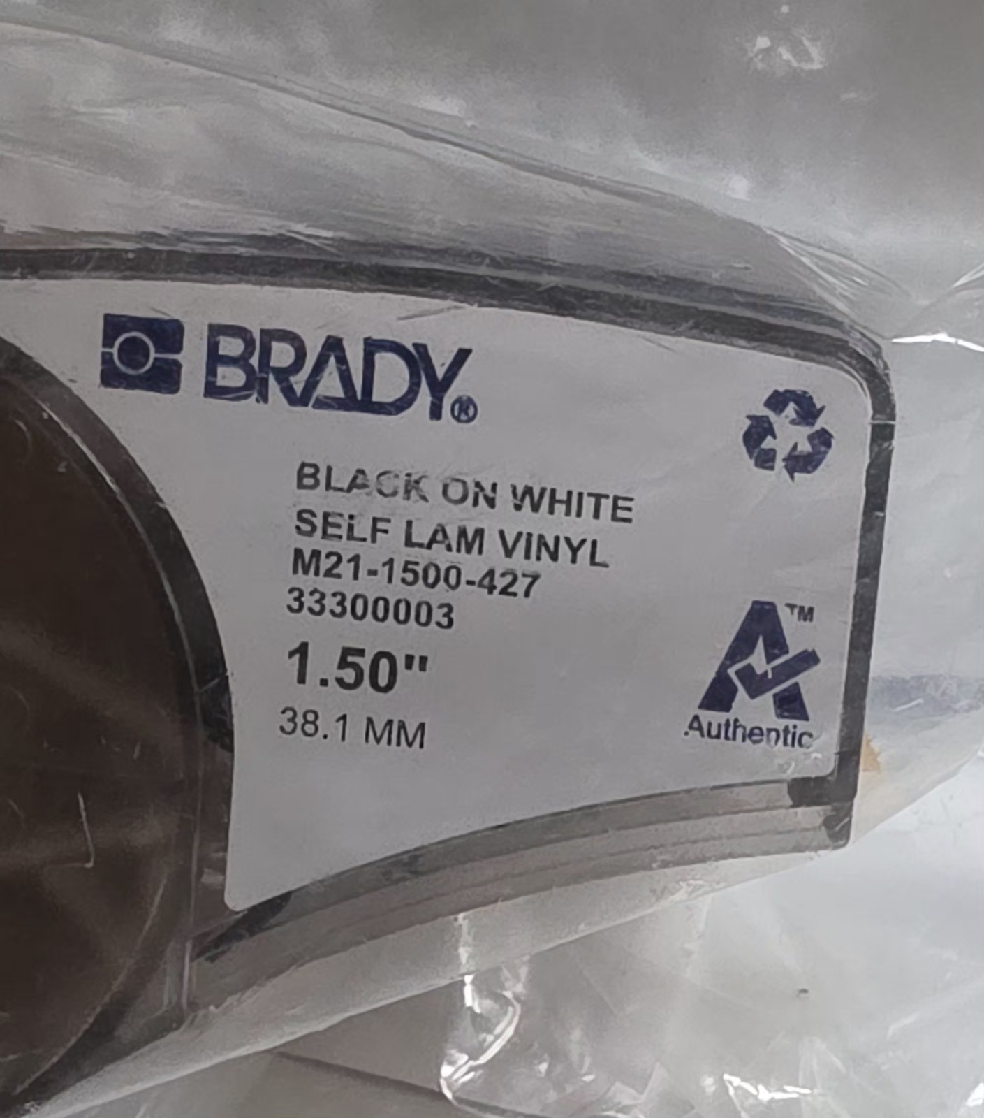 Brady 110930 Label Printer Tape – Self-Laminating – Black on White – 1.5 in NEW