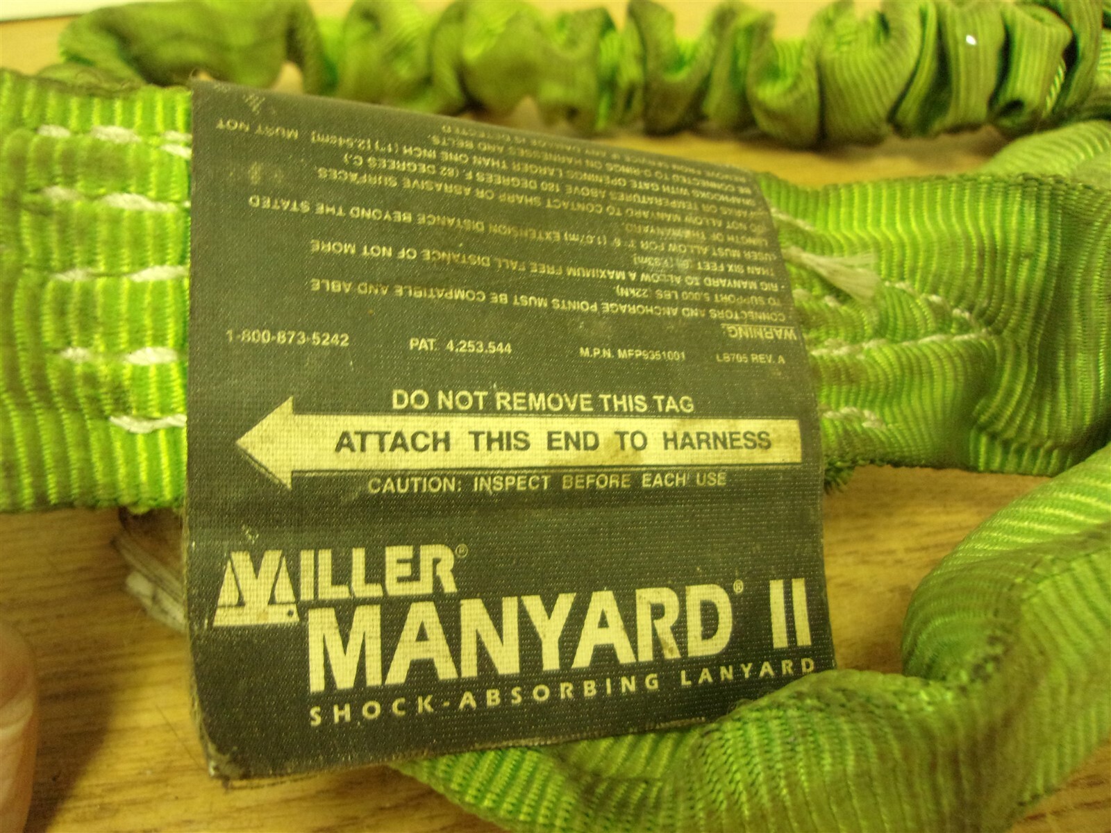 Miller Manyard 11 216M-Z7/6FTGN Shock Absorbing Lanyard 6′ *FREE SHIPPING*