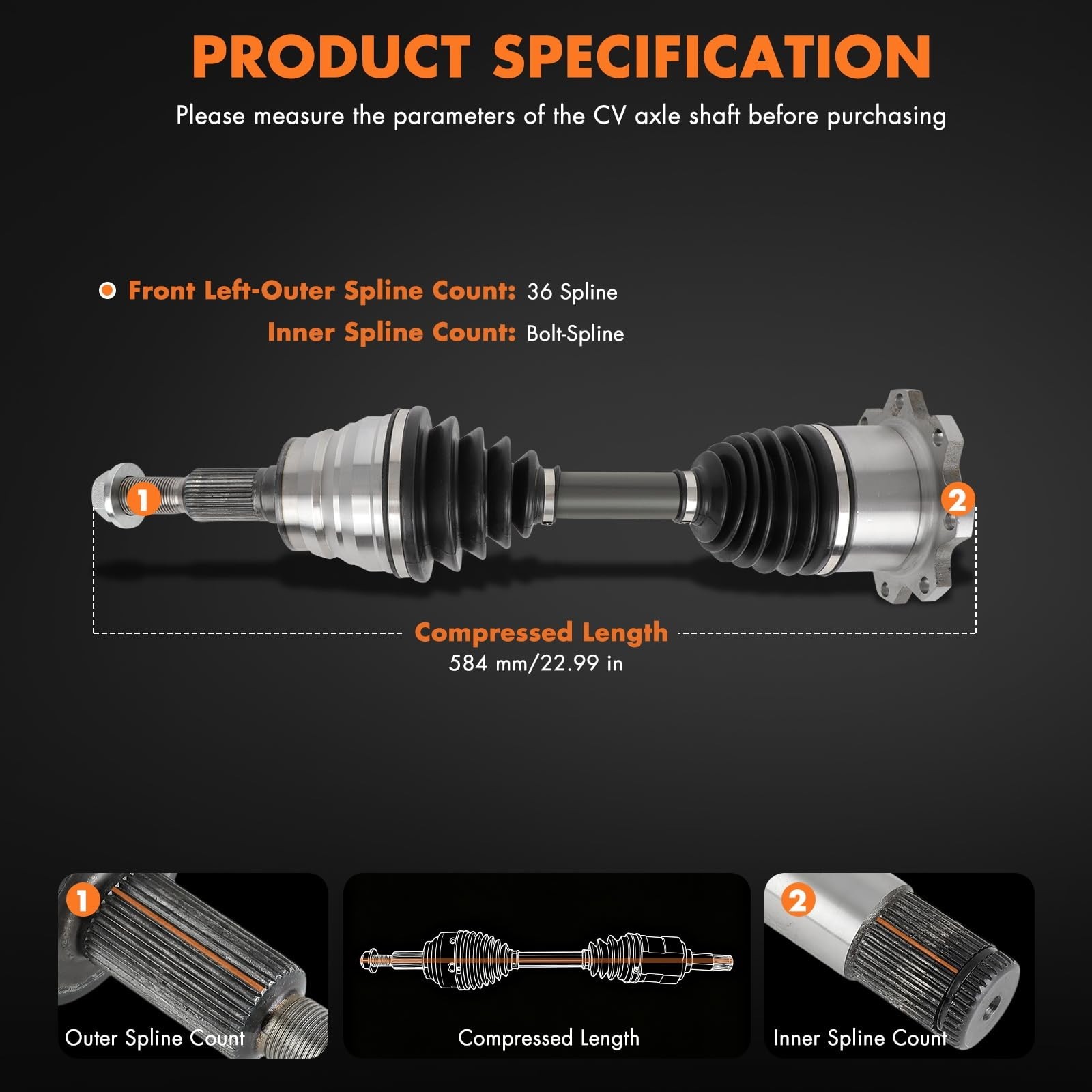2Pcs Front Left Right CV Axle Drive Shaft Assembly 2015-2020 for GMC for Sier…