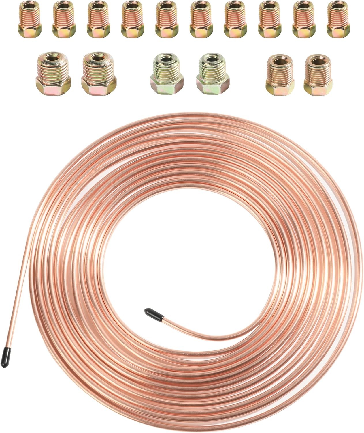 25 Ft Flexible Brake Line Tubing Kit Copper Nickel Brake Line w/ 16 Fittings