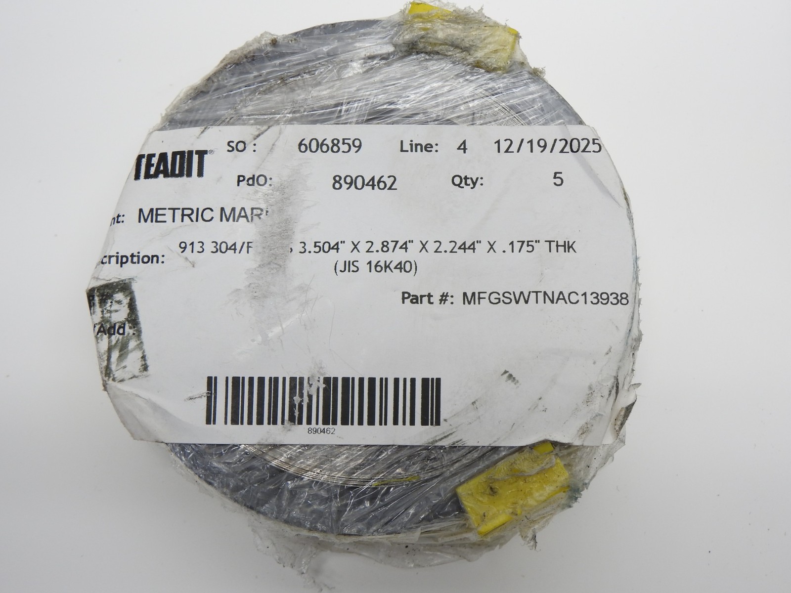 Lot of 15 – TEADIT 913 304/FG/CS 3.504″ x 2.874″ x 2.244″ x .175″ THK JIS 16K40